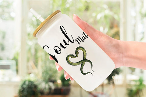 Glass Can Modern Jungle Heart Minimalist Valentine Quotes Sublimation artnoy 