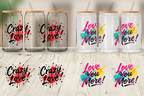 Glass Can Modern Love Notes Watercolor Sublimation artnoy 