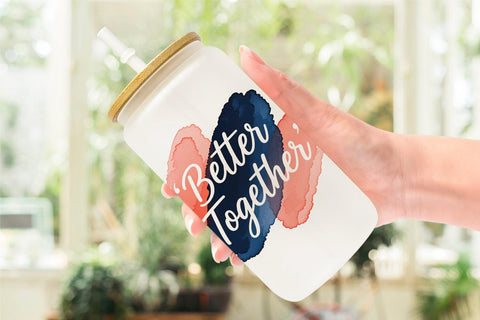 Glass Can Modern Love Notes Watercolor Sublimation artnoy 