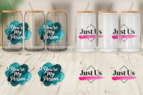 Glass Can Modern Love Notes Watercolor Sublimation artnoy 