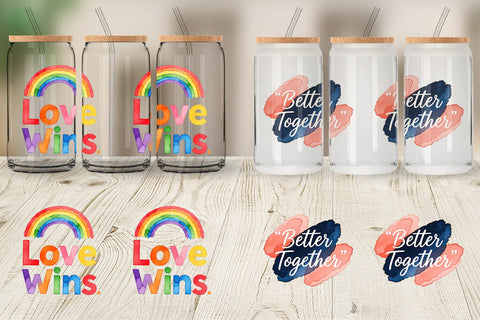 Glass Can Modern Love Notes Watercolor Sublimation artnoy 