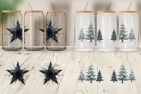 Glass Can Modern Monochrome & Silver Christmas Sublimation artnoy 