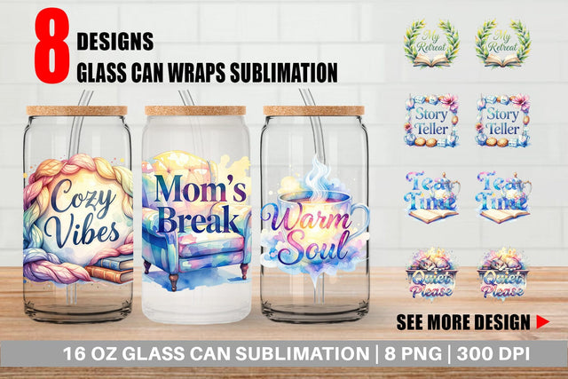 Glass Can Mom Reading Quotes Sublimation artnoy 