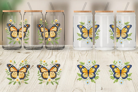 Glass Can Monarch Butterfly Sublimation artnoy 