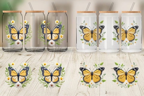 Glass Can Monarch Butterfly Sublimation artnoy 