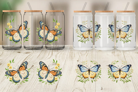 Glass Can Monarch Butterfly Sublimation artnoy 