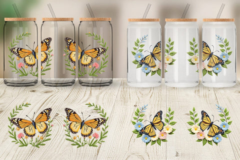 Glass Can Monarch Butterfly Sublimation artnoy 