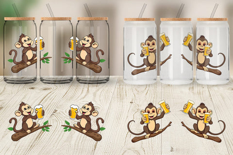 Glass Can Monkey Beer Day Sublimation artnoy 