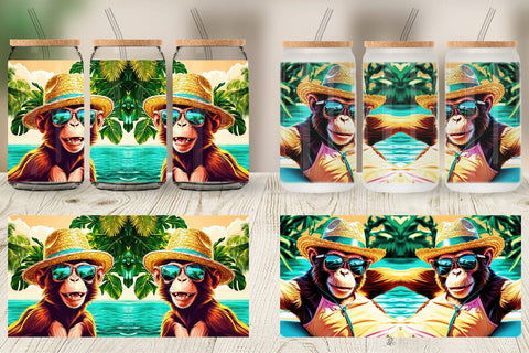 Glass Can Monkey in Summer Sublimation artnoy 