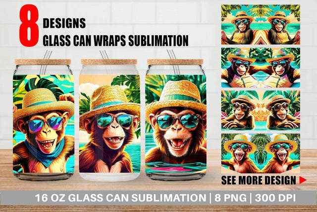 Glass Can Monkey in Summer Sublimation artnoy 