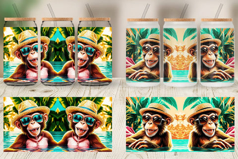 Glass Can Monkey in Summer Sublimation artnoy 