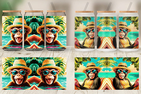 Glass Can Monkey in Summer Sublimation artnoy 