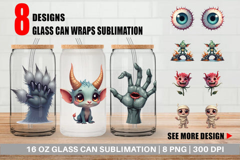 Glass Can Monster Mashups Sublimation artnoy 