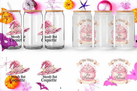 Glass Can Moody Coquette Spell Watercolor Sublimation artnoy 