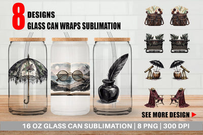 Glass Can Moody Dark Academia Beach Read Sublimation artnoy 