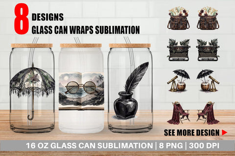 Glass Can Moody Dark Academia Beach Read Sublimation artnoy 