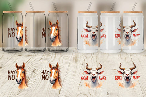 Glass Can Moody Farm Animal Watercolor Quotes Sublimation artnoy 