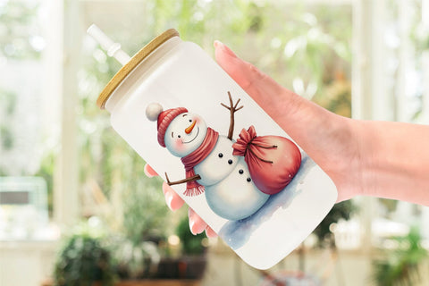 Glass Can Moody Snowmen Sublimation artnoy 
