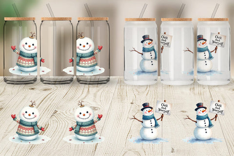 Glass Can Moody Snowmen Sublimation artnoy 