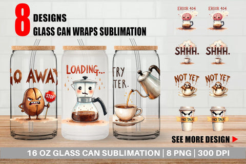 Glass Can Morning Grump Coffee Sarcastic Quotes Sublimation artnoy 
