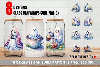 Glass Can Morning Routine Coffee Ghost Sublimation artnoy 