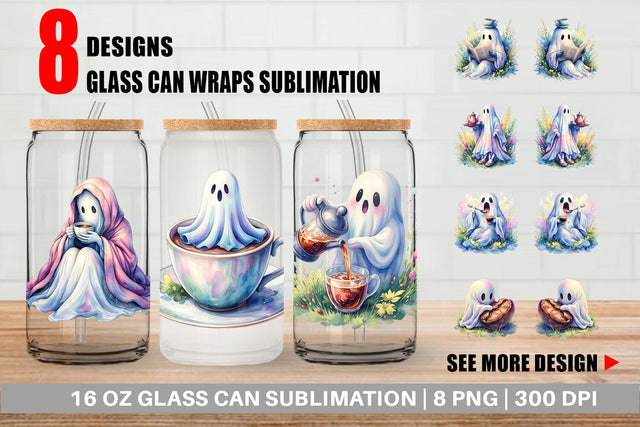 Glass Can Morning Routine Coffee Ghost Sublimation artnoy 