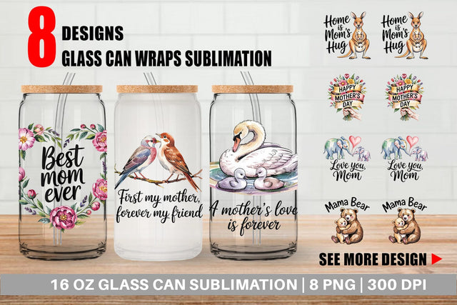 Glass Can Mother’s Day Animal Sublimation artnoy 