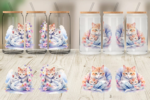 Glass Can Mothers Day Cat Sublimation artnoy 