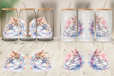 Glass Can Mothers Day Cat Sublimation artnoy 