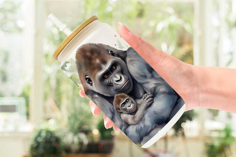 Glass Can Mothers Day Gorilla Sublimation artnoy 