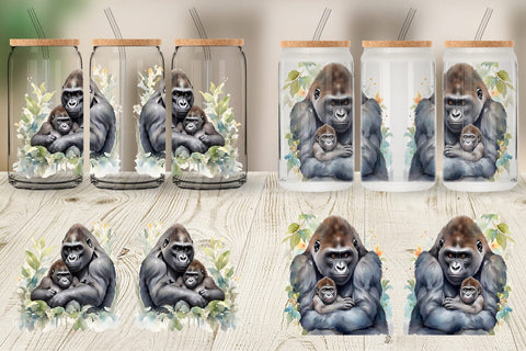 Glass Can Mothers Day Gorilla Sublimation artnoy 