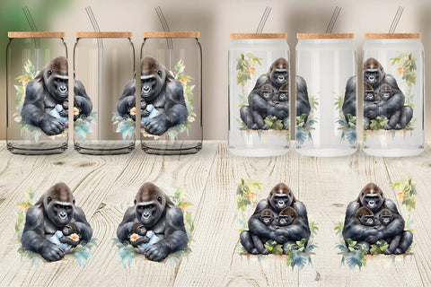 Glass Can Mothers Day Gorilla Sublimation artnoy 