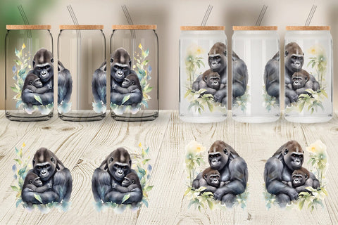 Glass Can Mothers Day Gorilla Sublimation artnoy 