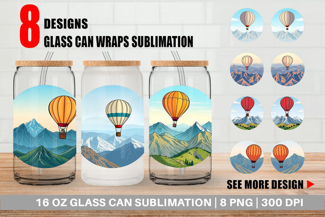 Glass Can Mountain Hot Air Balloon Sublimation artnoy 