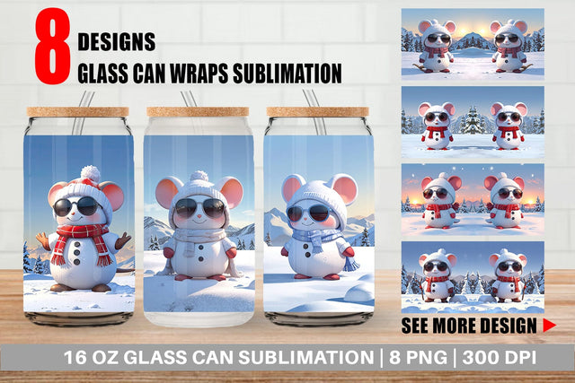 Glass Can Mouse Christmas Sublimation artnoy 
