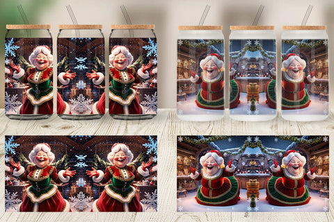 Glass Can Mrs. Santa Claus Sublimation artnoy 