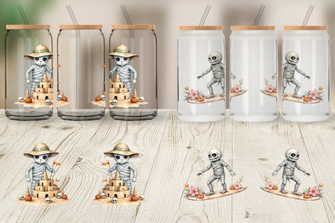 Glass Can Mummy Beach Holiday Sublimation artnoy 