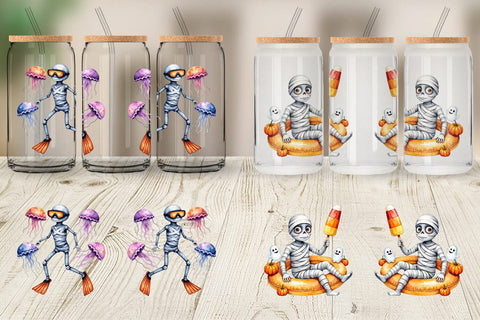 Glass Can Mummy Beach Holiday Sublimation artnoy 