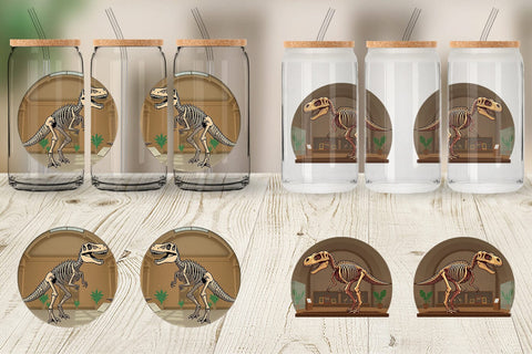 Glass Can Museum Dino Skeleton Sublimation artnoy 