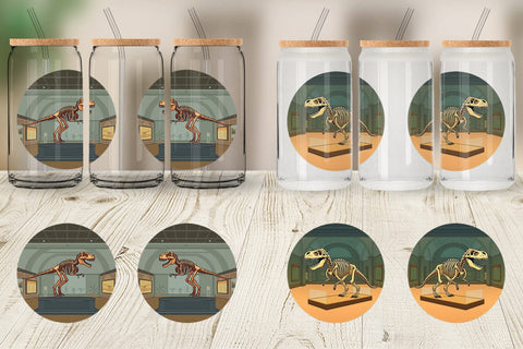 Glass Can Museum Dino Skeleton Sublimation artnoy 