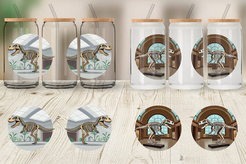Glass Can Museum Dino Skeleton Sublimation artnoy 