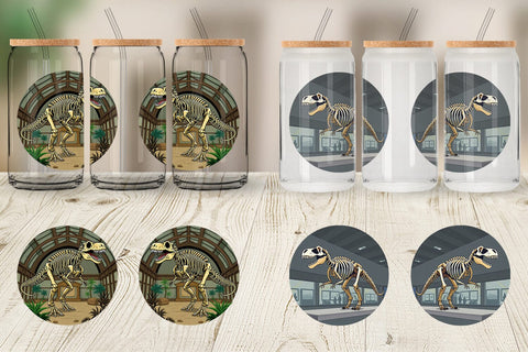 Glass Can Museum Dino Skeleton Sublimation artnoy 