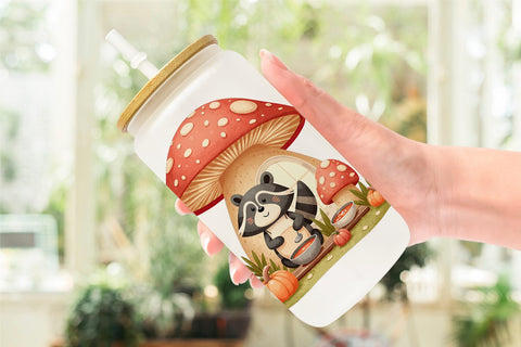 Glass Can Mushroom Forest Friends Sublimation artnoy 