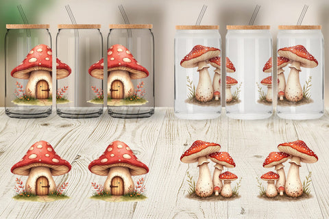 Glass Can Mushroom Homes Sublimation artnoy 