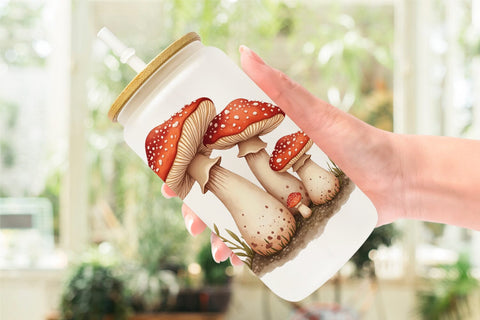 Glass Can Mushroom Homes Sublimation artnoy 