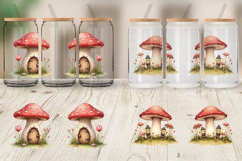 Glass Can Mushroom Homes Sublimation artnoy 