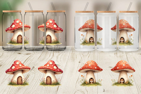 Glass Can Mushroom Homes Sublimation artnoy 