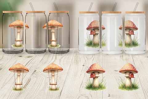Glass Can Mushroom Homes Sublimation artnoy 