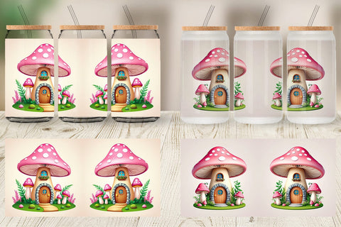 Glass Can Mushroom House Sublimation artnoy 