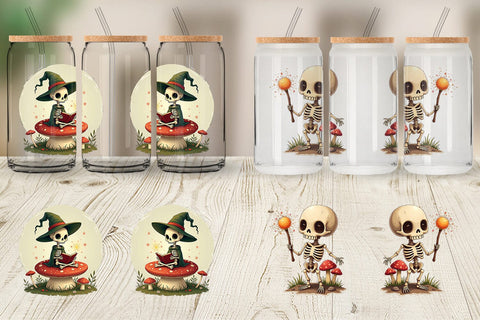 Glass Can Mushroom Mage Skeletons Sublimation artnoy 
